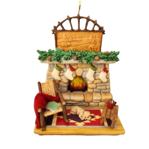 Hallmark Ornament‎ A Quiet Moment Fireplace Light Up Puppy Rocker 2007 QXG7099 - Picture 1 of 12